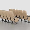 Beige Seats With Black Armrests And Bases Neatly Arranged On Gray Floor Against White Wall