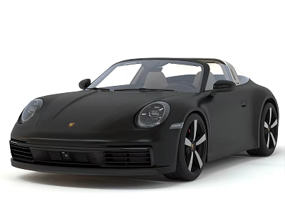 Black Porsche Convertible Sports Car With Modern Design And Stylish Alloy Wheels 3d model