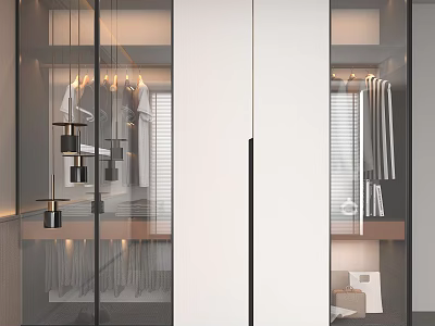 Modern Wardrobe Interior With Glass Doors Open Design And Interior Lighting 3d model