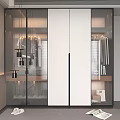 Modern Wardrobe Interior With Glass Doors Open Design And Interior Lighting
