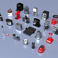 Various Types Of Modern Colorful Kitchen Appliances With Different Designs And Styles