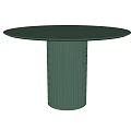 Modern Round Dining Table With Cylindrical Ribbed Base And Smooth Glossy Surface 3d model
