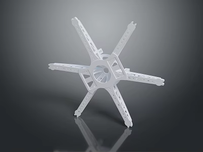 White Star Shaped Rock Formation with Holes in Natural Landscape Dark Background 3d model