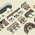 Versatile Modern Dining Table and Chair Combinations With Various Shapes and Stylish Seating 3d model