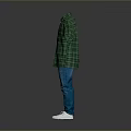 Casual Green Plaid Shirt Outfit With Blue Jeans And White Sneakers