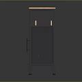 Wooden Cabinet With Glass Doors And Wavy Wine Rack On Black Metal Frame