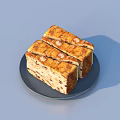 Sliced Toasted Bread on Gray Plate with Golden Crust and Salt Sprinkles