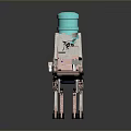 Small Bionic Robot With Turquoise Dome White Body And Number 80 On Metallic Legs