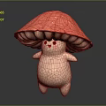 Cute Mushroom Shaped Game Movie Character 3D Design With Pink Body And Smiling Face 3d model