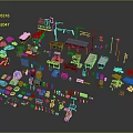 Diverse Urban Roadside Scene Components With Street Lamps Bus Stops And Vehicles