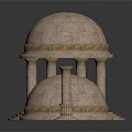 Detailed Classical Stone Domes Columns And Circular Platforms With Golden Trim