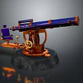 Vintage Commercial Equipment With Blue Orange Components Gear Mechanism And Stone Base
