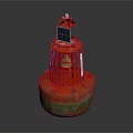 Marine Red Buoy Equipped With Solar Panel And Small House On Top