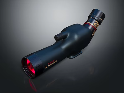 Commercial Equipment Professional Spotting Scope With Black Design Red Lens For Long Distance Observation 3d model