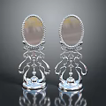 Pair of Silver Decorative Mirrors as Furniture with Elegant Ornate Base Design