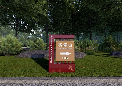 Outdoor landscape indication signboard 3d model