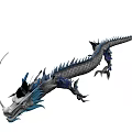 Majestic Blue and Gray Flying Dragon with Scales Long Whiskers and Sharp Claws in Flight