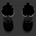 Black high top lace up boots with chains metal buckles and decorative details