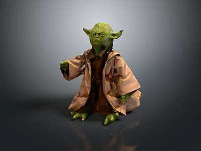 Star Wars Yoda Green Skinned Character in Brown Robe Seated Pose 3d model