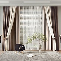 Modern Curtain Bedroom Curtain Fabric Curtain 3d model