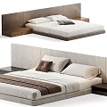 Modern Double Bed Interior Design With Upholstered Headboard And Wooden Bedside Tables