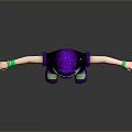 3D Character With Purple Hair Black Purple Outfit Knee Pads Boots And Blue Arm Bands