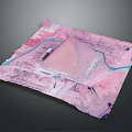 Pink Pyramid Artistic Model With Blue River Canals And Platform Base