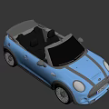 Blue MINI Convertible Car With Stylish Exterior Design And Front View Features