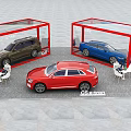 Audi Q5 Q5 e-tron Car Display With Transparent Red Frame Cases And Tables Chairs