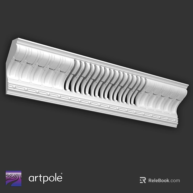 White Ornamental Architectural Molding With Intricate Wavy Patterns And Detailed Design 3d model 