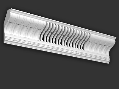 White Ornamental Architectural Molding With Intricate Wavy Patterns And Detailed Design 3d model