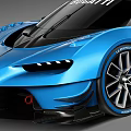 Bugatti Blue Sports Car With Sleek Body Rear Wing And High Performance