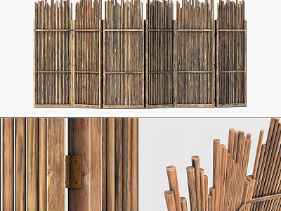 Handcrafted Bamboo Fence With Natural Slatted Design For Outdoor Garden Decor 3d model