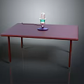 Purple Table With Professional Microphone For Audio Recording And Broadcasting