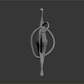 Sword Weapon Featuring Slim Blade Black Handle Hilt Guard on Grey Gradient Background Reflection