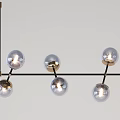Modern Contemporary Chandelier With Metallic Rod And Multiple Sphere Pendant Lights