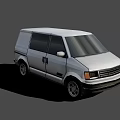 White Classic Boxy Van Exterior With Side Windows And Black Wheels 3d model