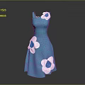 Elegant Stylish Turquoise Blue Dress With White And Blue Floral Embellishments