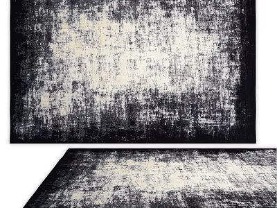 Modern Square Rug With Abstract Black And White Distressed Texture Design 3d model