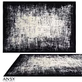 Modern Square Rug With Abstract Black And White Distressed Texture Design