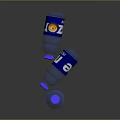 Three Blue Zone Mineral Water Bottles Standing And Lying On Surface