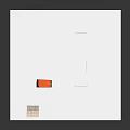 Retail Display Furniture With White Red Orange Shelves And Yellow Product Storage Boxes