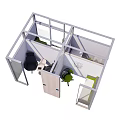 Modern Office Cubicle Layout With Workstations Green Chairs And White Partitions