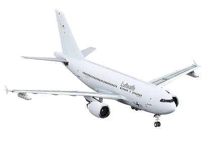 Lufthansa Commercial Passenger Airplane In White Livery With Engines And Landing Gear 3d model