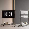 Modern Storage Shelving Units with Digital Display Glass Shelves and Wheels for Books