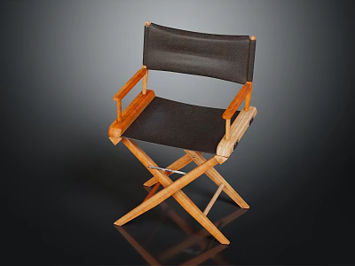 Contemporary Leisure Chair With Wooden Armrests Black Fabric Seat And Cross Leg Structure For Home Use 3d model