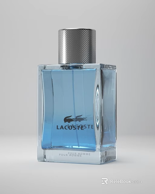 Lacoste Blue Transparent Eau De Toilette Bottle With Silver Cap 3d model 