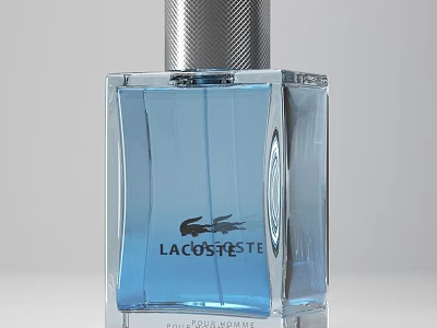 Lacoste Blue Transparent Eau De Toilette Bottle With Silver Cap 3d model