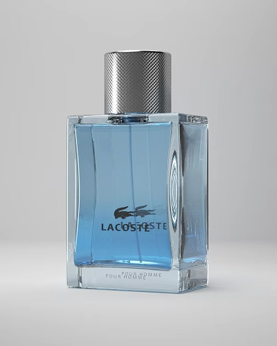 Lacoste Blue Transparent Eau De Toilette Bottle With Silver Cap 3d model