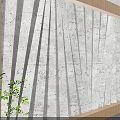Modern Textured Background Wall with Concrete Texture and Wooden Frame Accompanied by Green Plants